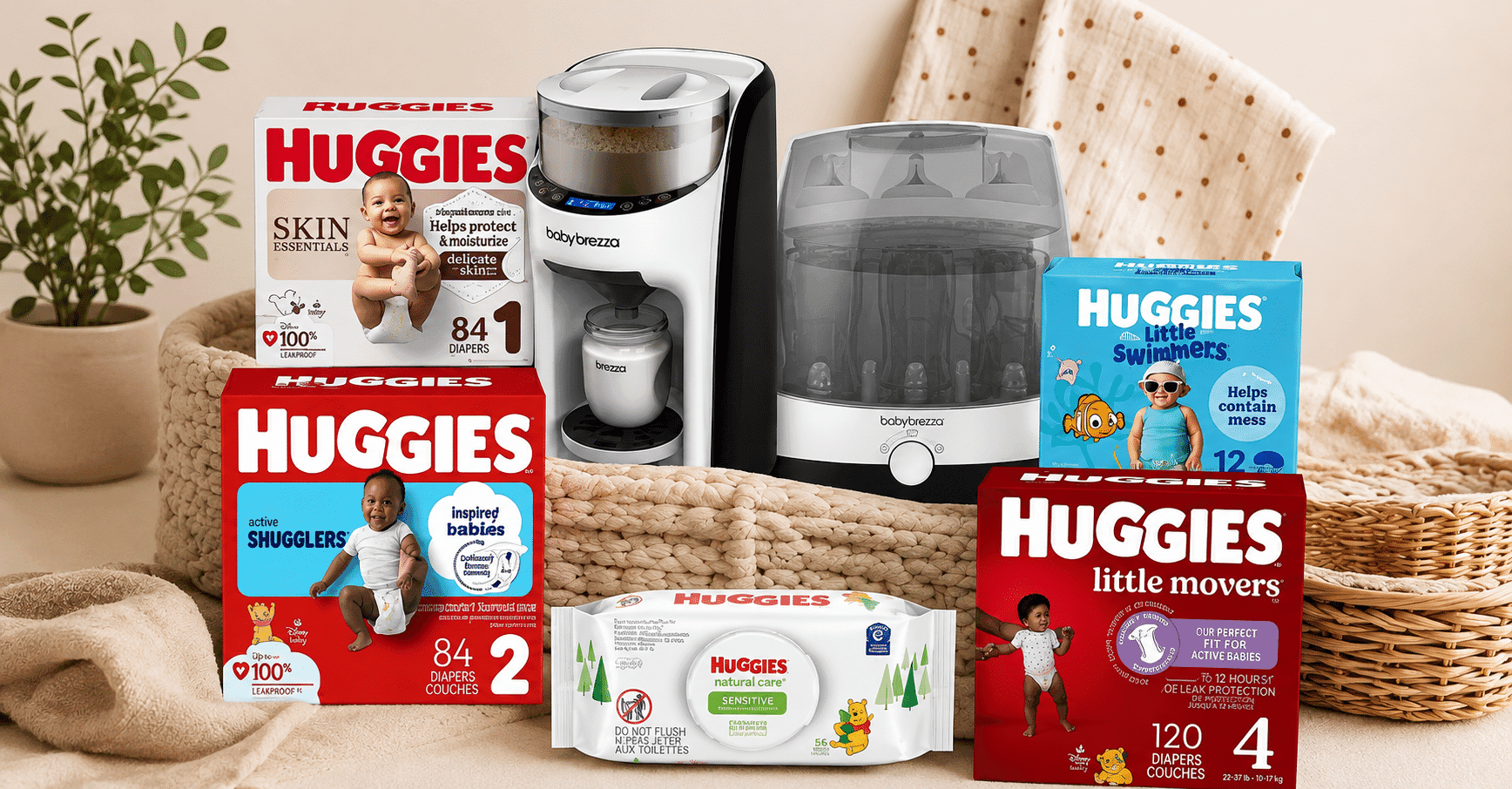 Gagnez des essentiels pour bébé avec Huggies et Baby Brezza