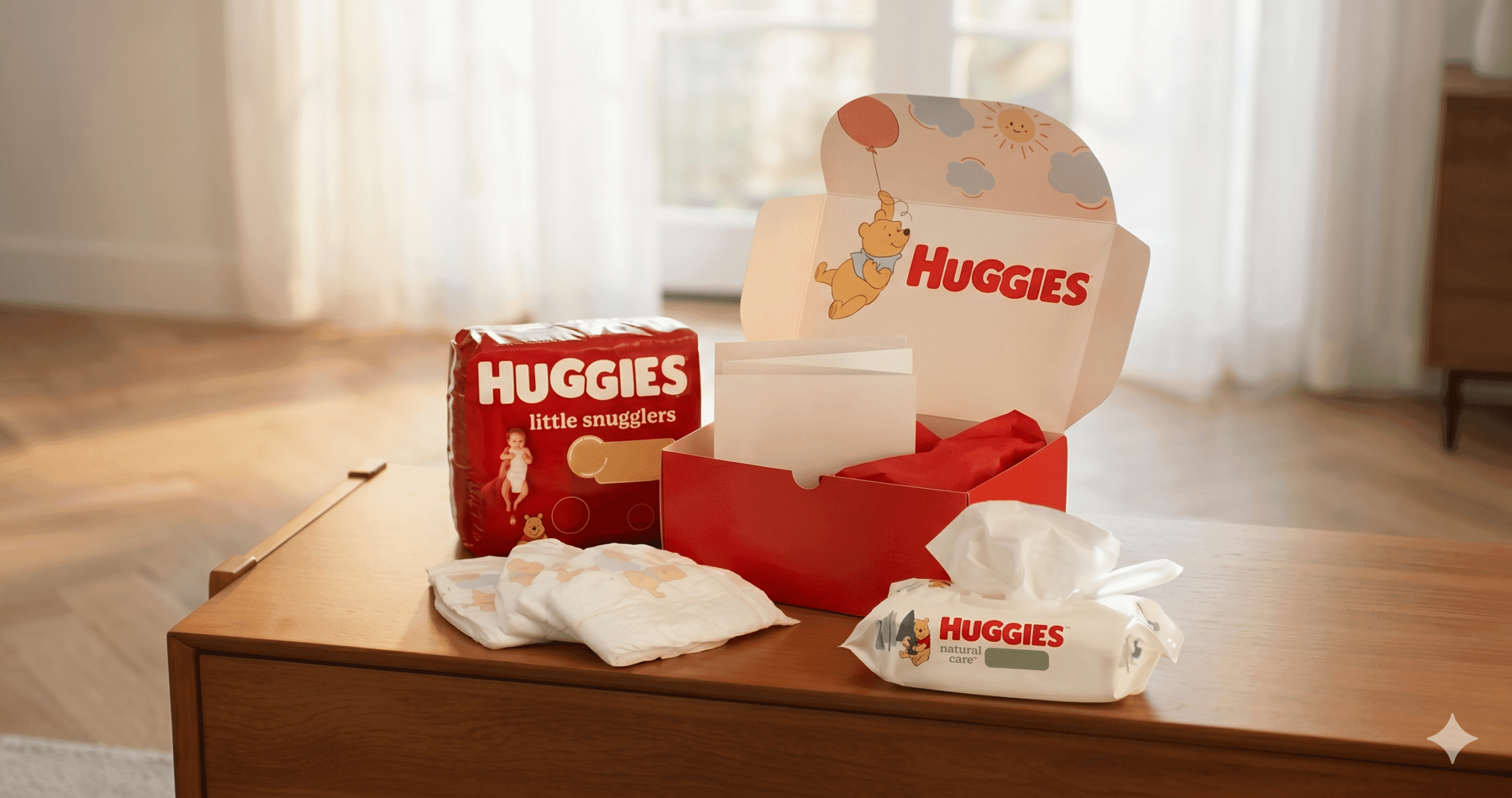 Découvrez les boîtes à câlins Huggies : couches et lingettes gratuites pour nouveaux parents