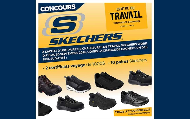 Courez la chance de gagner de superbes prix avec Skechers Work !