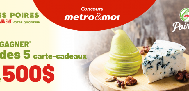 CINQ cartes cadeaux Metro de 500$ chacune à gagner