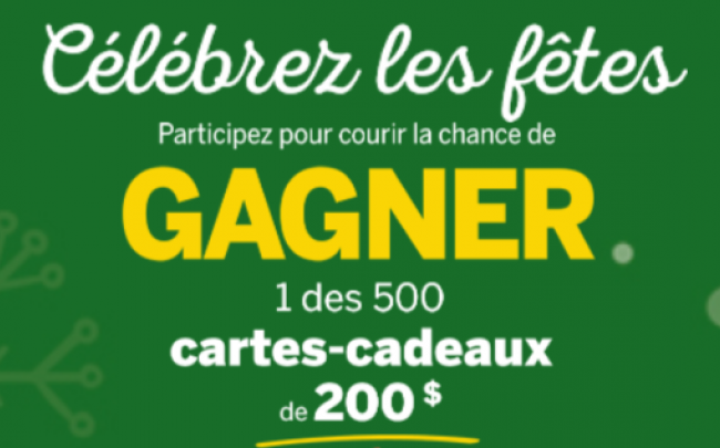 500 Cartes prépayées Visa de 200$ chacune à gagner