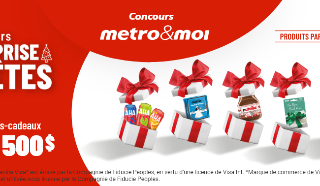 15 cartes cadeaux épicerie Metro de 500$ à gagner