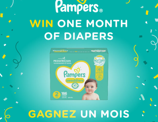 Gagnez 2x 1 mois d’approvisionnement en couches pour bébé Pampers