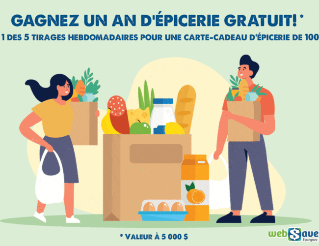 Remportez Un an d’épicerie gratuite + Cinq cartes cadeaux épicerie de 100$