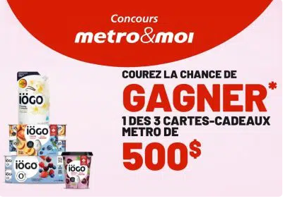 Gagnez 1 des 3 cartes cadeaux épicerie Metro de 500$