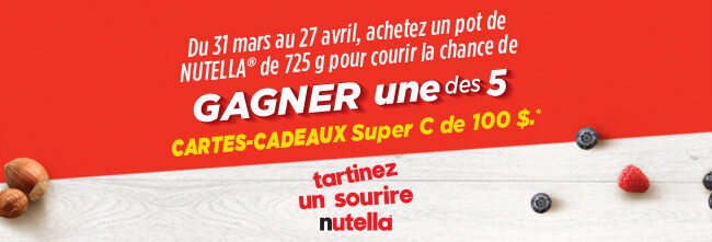 Remportez CINQ Cartes cadeaux épicerie Super C de 100$ chacune