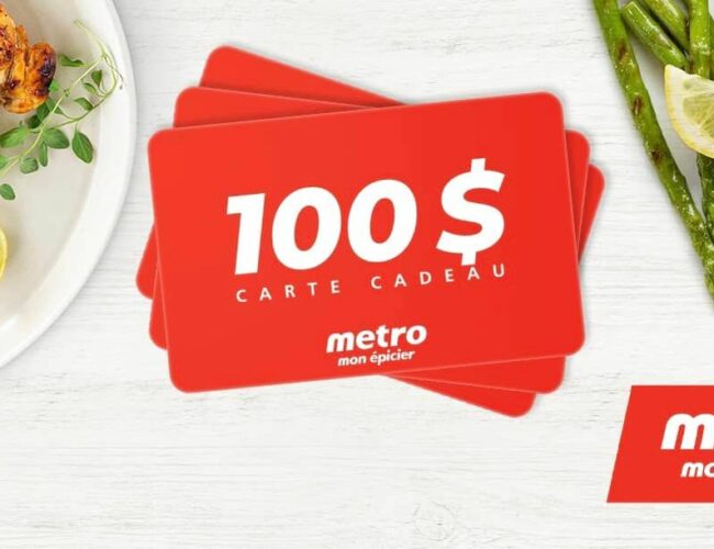 Une carte cadeau épicerie Metro de 100$ Offerte