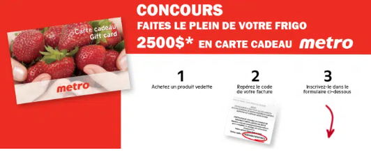 Tentez de gagner 2500$ en cartes cadeaux Metro