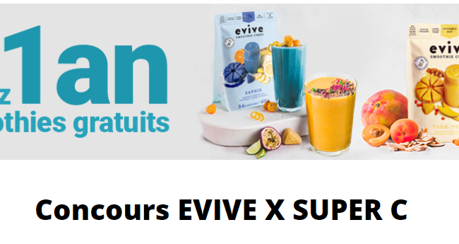 Remportez un an de smoothies gratuits Evive (1500$)