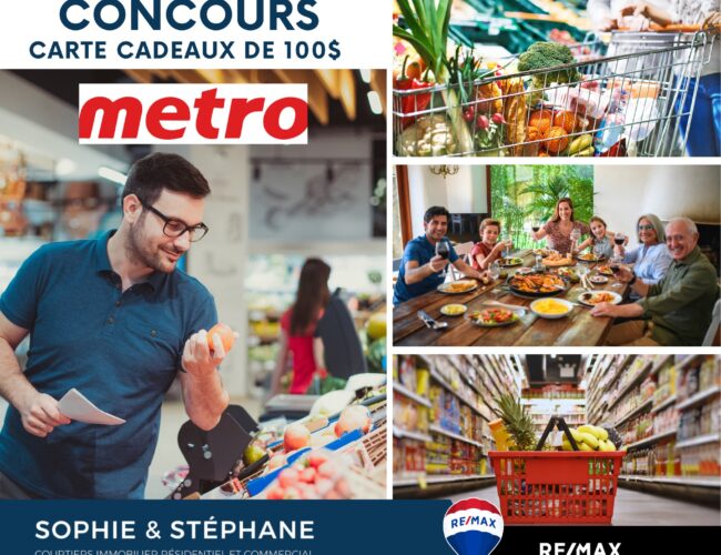 Une carte cadeau épicerie Metro de 100$ Offerte