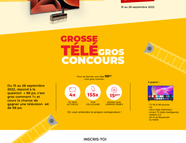 Concours EconoMax: Remportez 1 TV intelligente 4 K RCA de 98 po (6013$)