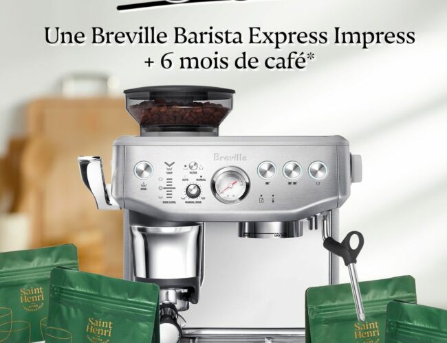 Gagnez une machine à espresso Barista Express Impress de Breville plus 6 mois de café