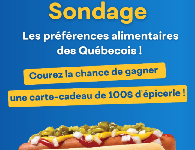 Gagnez 100 Dollars en carte cadeau épicerie