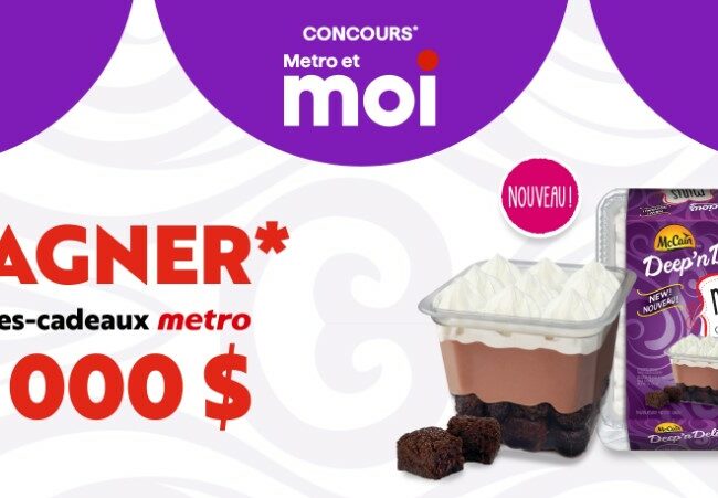 Gagnez TROIS cartes cadeaux épicerie Metro de 1000$