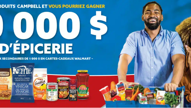 Concours  » Campbell’s » : Remportez 10 000$ d’épicerie + DIX cartes cadeaux Walmart de 1000$