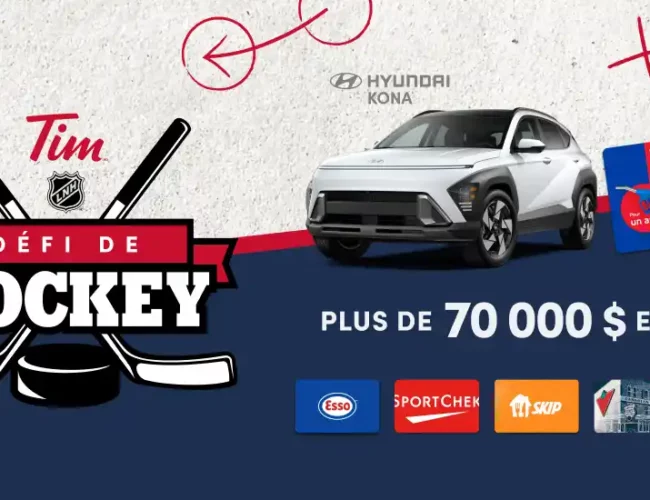 Participez au Concours et Remportez une Hyundai KONA 2024, 4 cartes-cadeaux Tim Hortons, 1 an de carburant et bien plus encore !