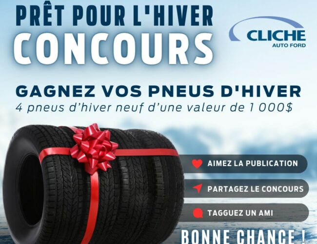 Concours : Remportez un ensemble de pneus d’hiver d’une valeur de 1 000 $ !