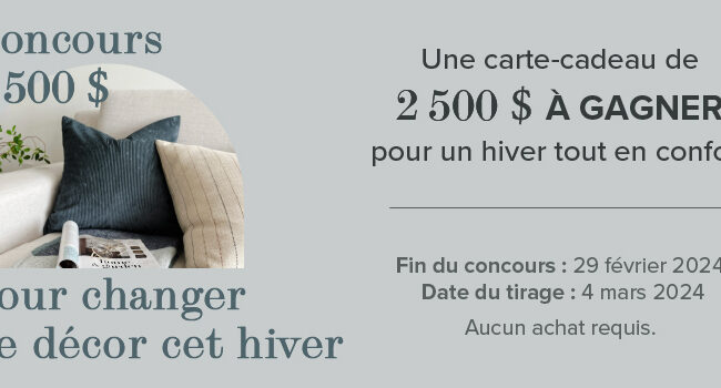 Concours Linen Chest : Gagnez 2500$ pour un hiver tout en confort.