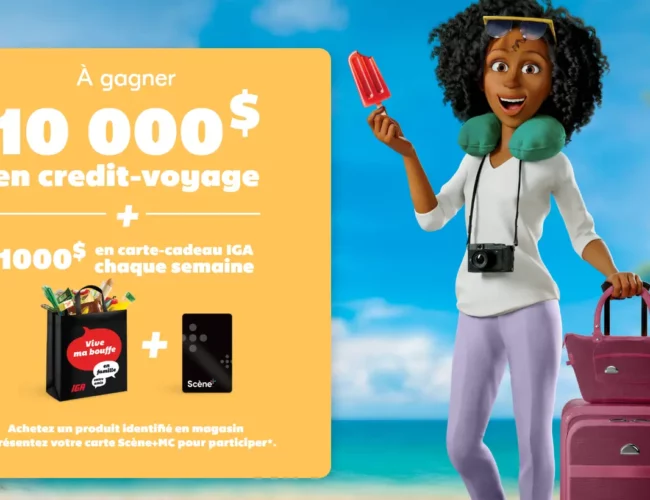 Concours : Remportez 7 x 1000$ en cartes-cadeaux chez IGA + 10 000$ en crédit voyage