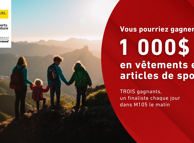 Participez au Concours « M105 » et Gagnez 1000$ à Dépenser chez Sports Experts – Atmosphère !